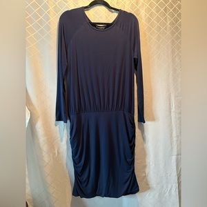 Banana Republic navy ruched dress